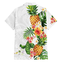 Hawaii Pineapple Tropical Family Matching Off Shoulder Short Dress and Hawaiian Shirt Luminous Hibiscus Plumeria LT01 - Polynesian Pride