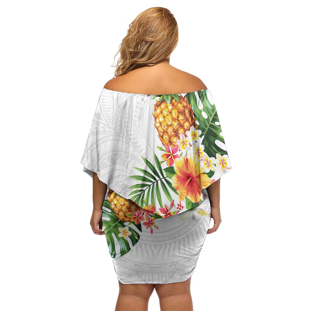 Hawaii Pineapple Tropical Family Matching Off Shoulder Short Dress and Hawaiian Shirt Luminous Hibiscus Plumeria LT01 - Polynesian Pride