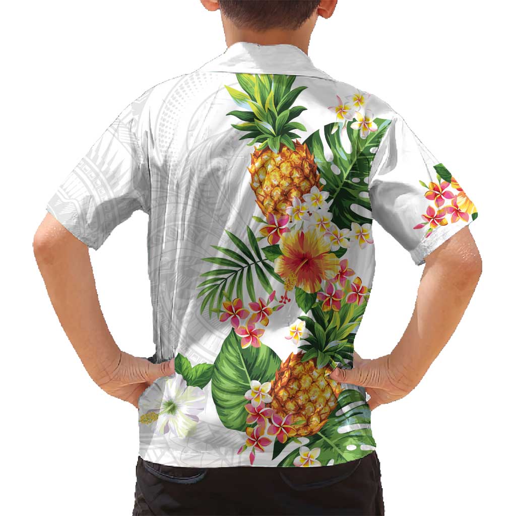Hawaii Pineapple Tropical Family Matching Summer Maxi Dress and Hawaiian Shirt Luminous Hibiscus Plumeria LT01 - Polynesian Pride