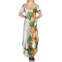 Hawaii Pineapple Tropical Family Matching Summer Maxi Dress and Hawaiian Shirt Luminous Hibiscus Plumeria LT01 - Polynesian Pride