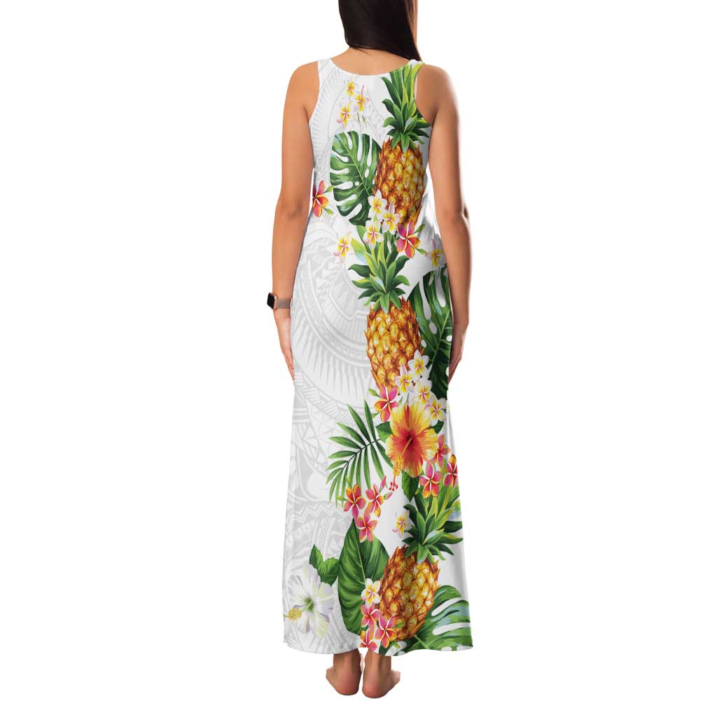 Hawaii Pineapple Tropical Family Matching Tank Maxi Dress and Hawaiian Shirt Luminous Hibiscus Plumeria LT01 - Polynesian Pride