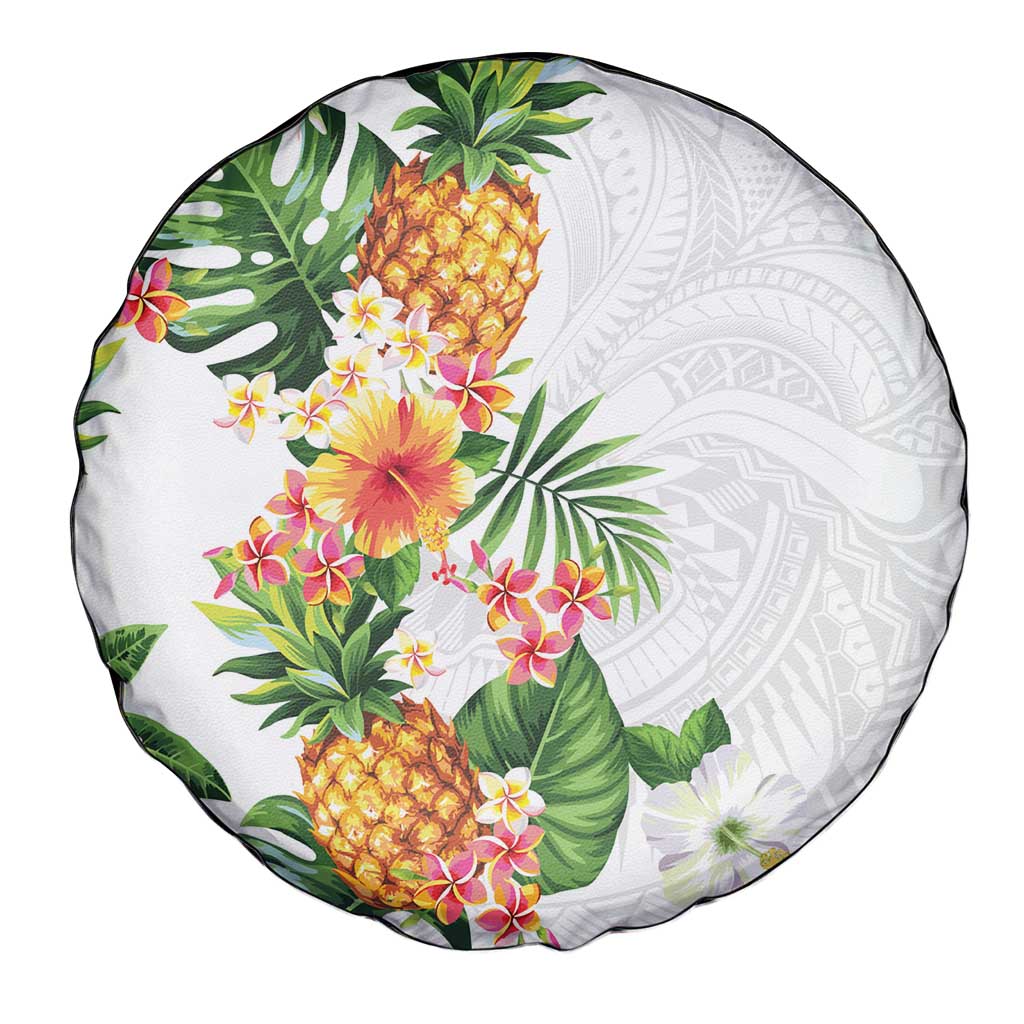 Hawaii Pineapple Tropical Spare Tire Cover Luminous Hibiscus Plumeria
