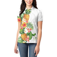Hawaii Pineapple Tropical Women Polo Shirt Luminous Hibiscus Plumeria LT01 - Polynesian Pride