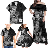Hawaii Pineapple Tropical Family Matching Off Shoulder Maxi Dress and Hawaiian Shirt Neutral Hibiscus Plumeria LT01 - Polynesian Pride