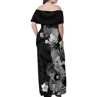 Hawaii Pineapple Tropical Family Matching Off Shoulder Maxi Dress and Hawaiian Shirt Neutral Hibiscus Plumeria LT01 - Polynesian Pride