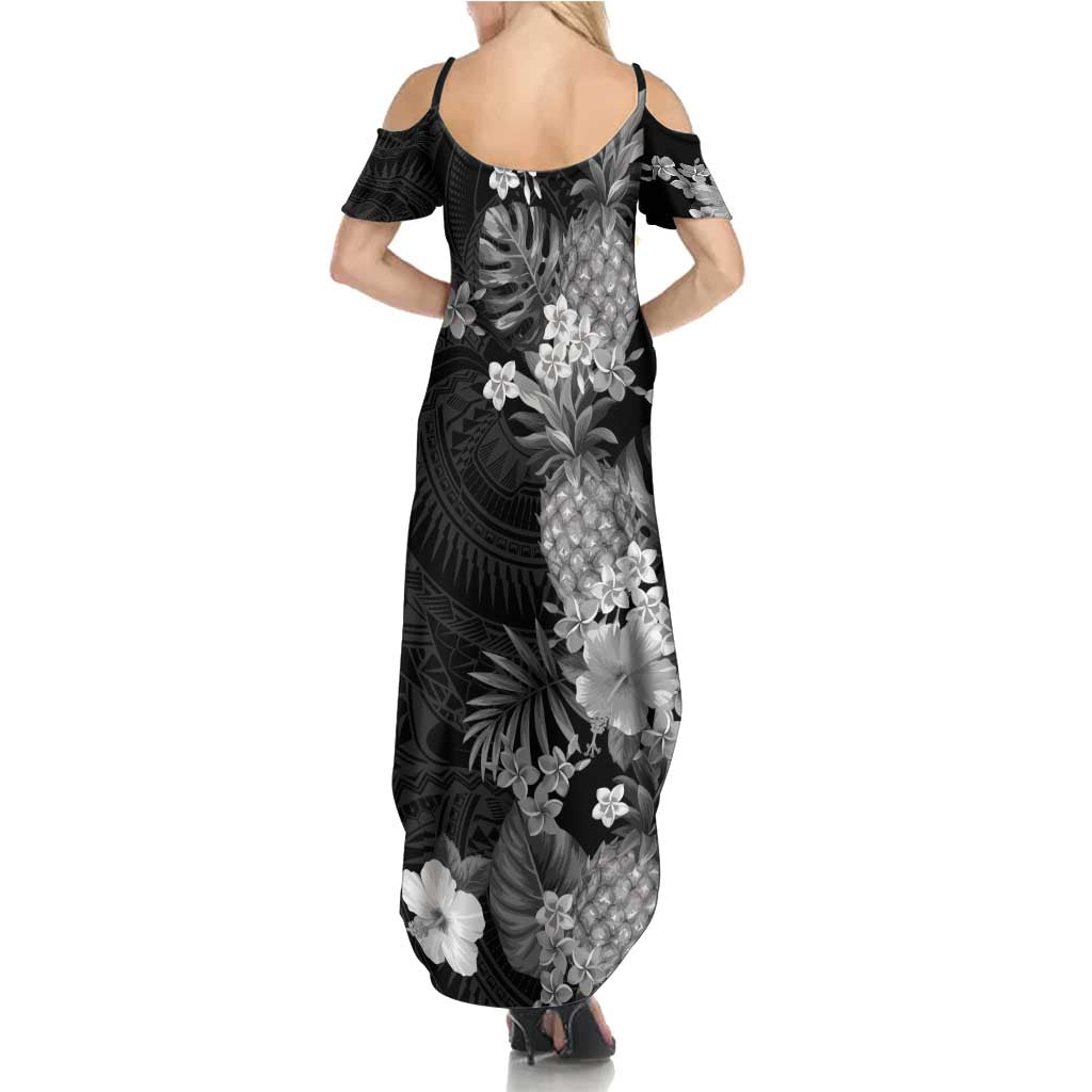 Hawaii Pineapple Tropical Family Matching Summer Maxi Dress and Hawaiian Shirt Neutral Hibiscus Plumeria LT01 - Polynesian Pride