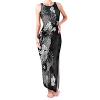 Hawaii Pineapple Tropical Family Matching Tank Maxi Dress and Hawaiian Shirt Neutral Hibiscus Plumeria LT01 Mom's Dress Black - Polynesian Pride