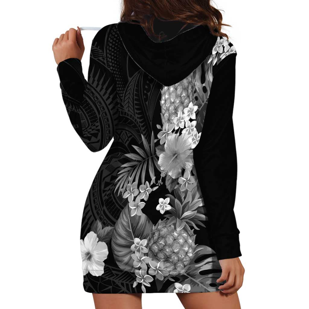 Hawaii Pineapple Tropical Hoodie Dress Neutral Hibiscus Plumeria