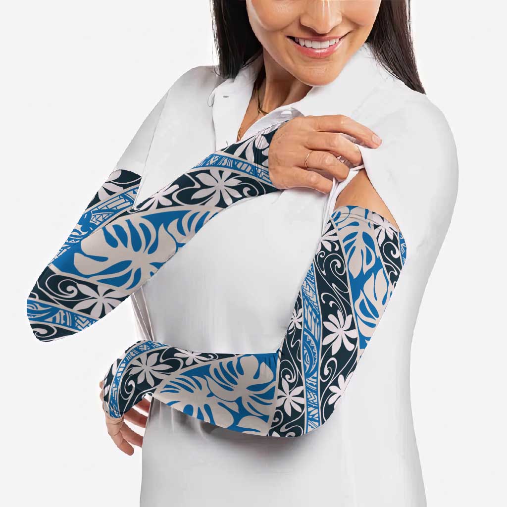 Ninamu Tahiti Tiare Monstera Arm Sleeves Polynesian Pattern Curve Style - Polynesian Pride