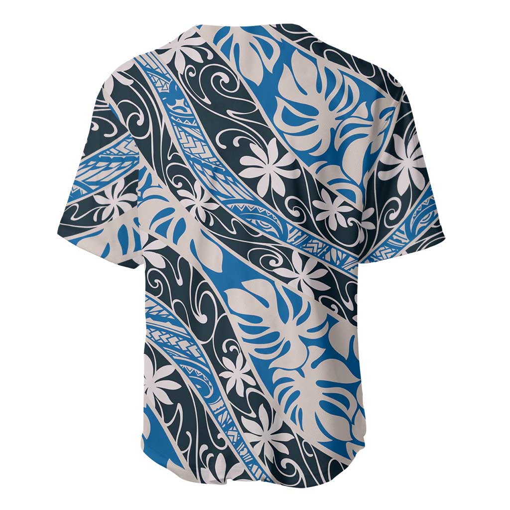 Ninamu Tahiti Tiare Monstera Baseball Jersey Polynesian Pattern Curve Style - Polynesian Pride