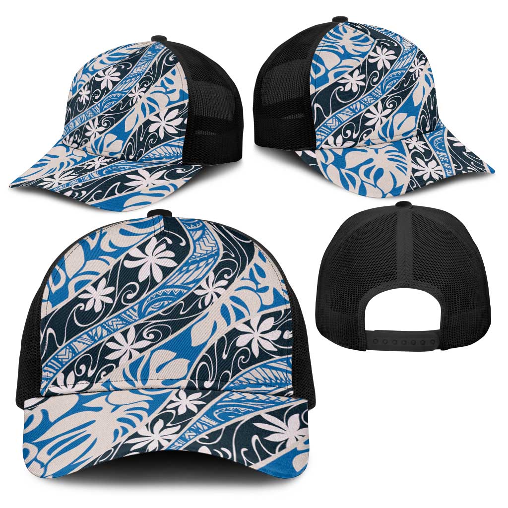 Ninamu Tahiti Tiare Monstera Baseball Net Cap Polynesian Pattern Curve Style - Polynesian Pride