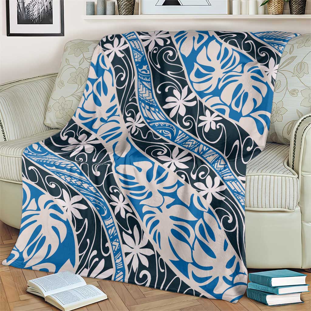 Ninamu Tahiti Tiare Monstera Blanket Polynesian Pattern Curve Style - Polynesian Pride