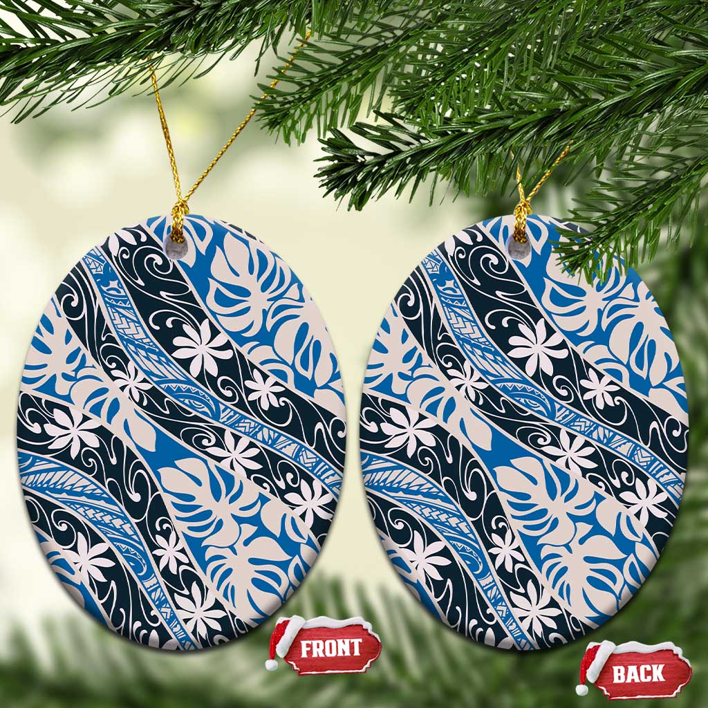 Ninamu Tahiti Tiare Monstera Ceramic Ornament Polynesian Pattern Curve Style - Polynesian Pride