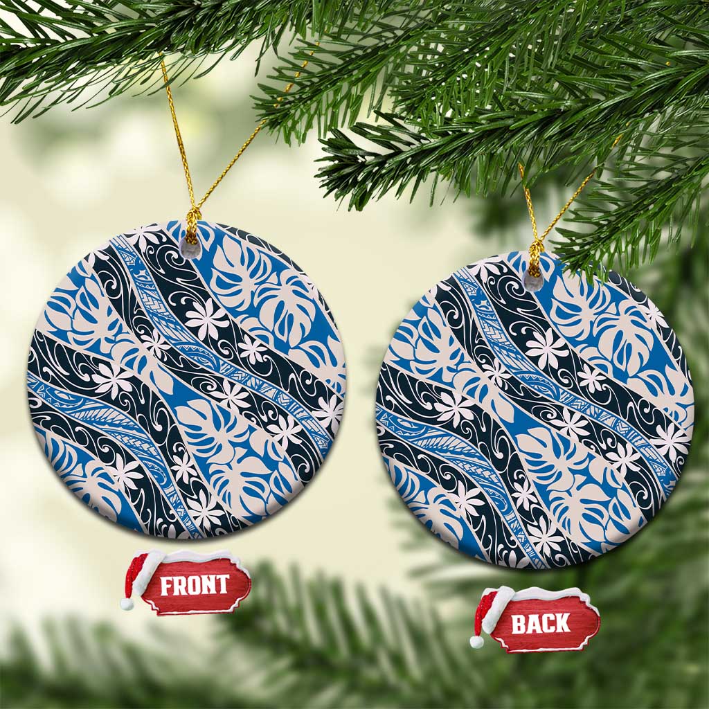 Ninamu Tahiti Tiare Monstera Ceramic Ornament Polynesian Pattern Curve Style - Polynesian Pride