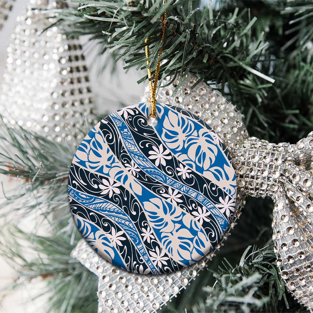 Ninamu Tahiti Tiare Monstera Ceramic Ornament Polynesian Pattern Curve Style - Polynesian Pride