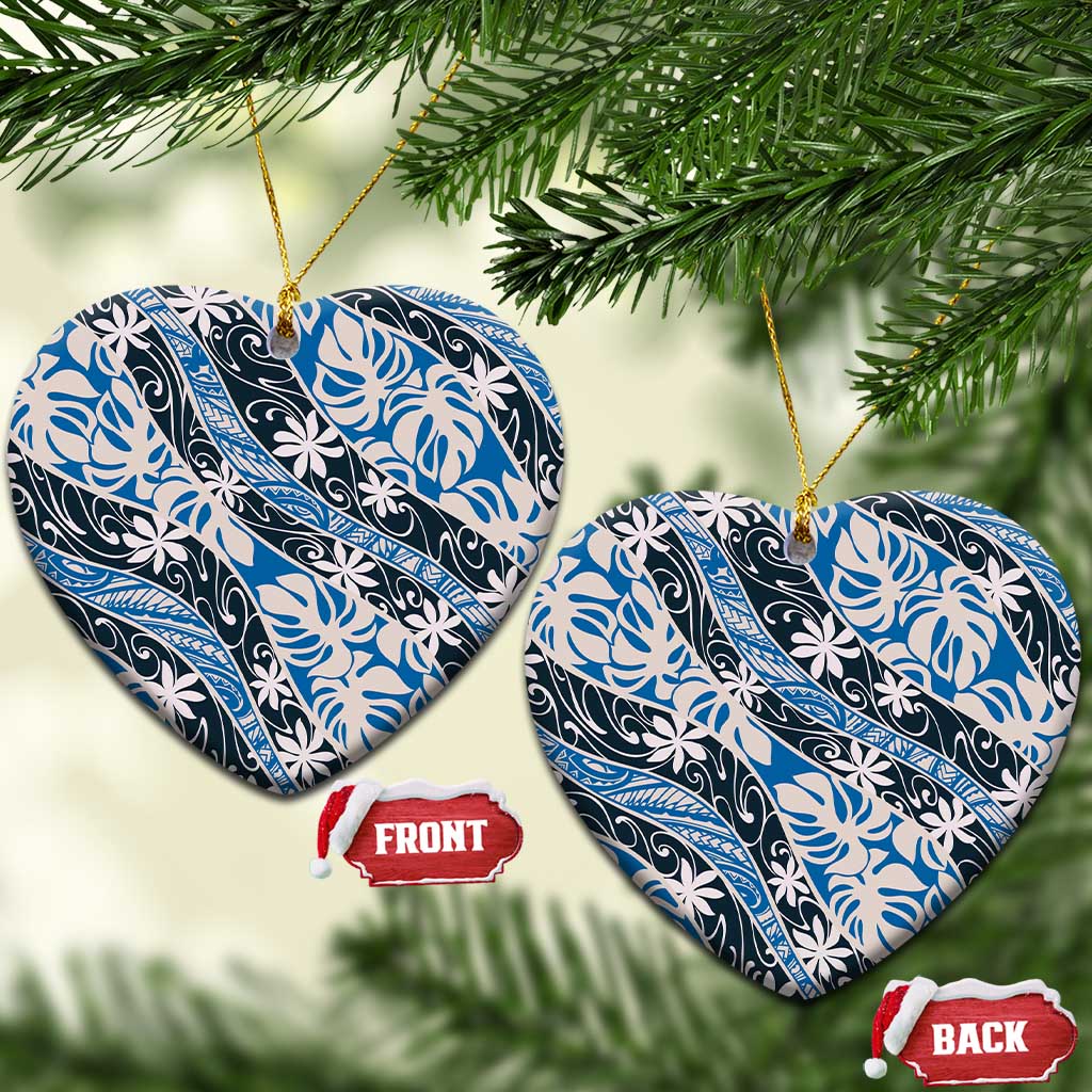 Ninamu Tahiti Tiare Monstera Ceramic Ornament Polynesian Pattern Curve Style - Polynesian Pride