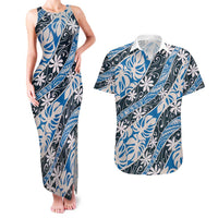 Ninamu Tahiti Tiare Monstera Couples Matching Tank Maxi Dress and Hawaiian Shirt Polynesian Pattern Curve Style - Polynesian Pride