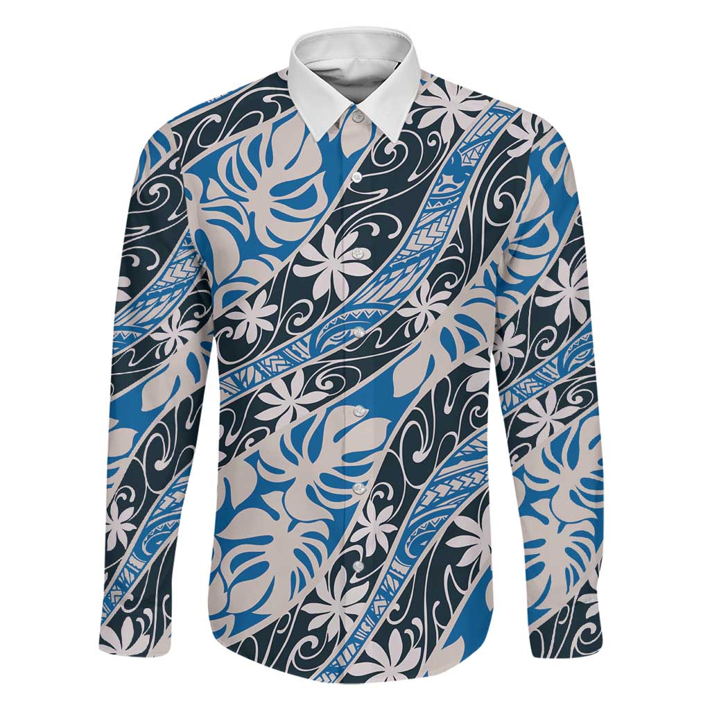 Ninamu Tahiti Tiare Monstera Family Matching Off Shoulder Short Dress and Hawaiian Shirt Polynesian Pattern Curve Style - Polynesian Pride