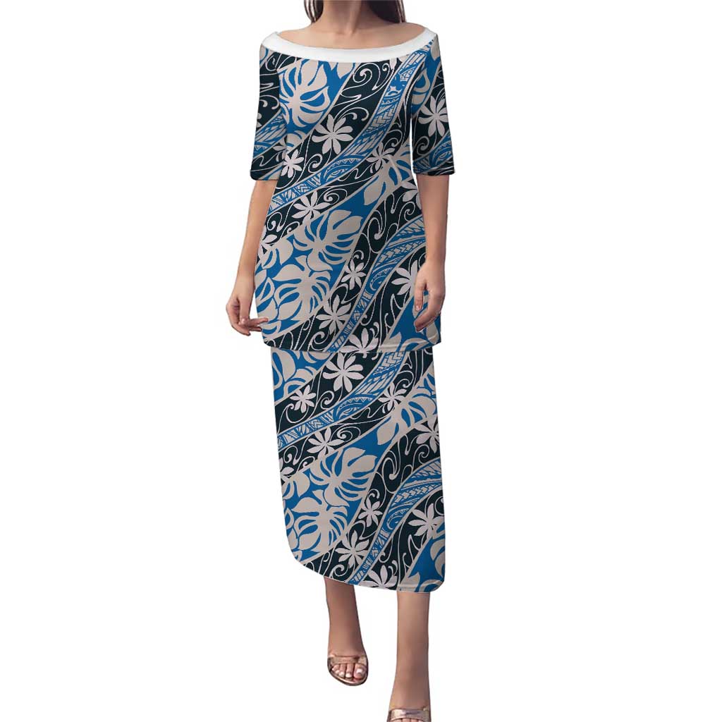 Ninamu Tahiti Tiare Monstera Family Matching Puletasi and Hawaiian Shirt Polynesian Pattern Curve Style - Polynesian Pride