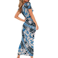 Ninamu Tahiti Tiare Monstera Family Matching Short Sleeve Bodycon Dress and Hawaiian Shirt Polynesian Pattern Curve Style LT01 - Polynesian Pride