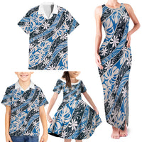 Ninamu Tahiti Tiare Monstera Family Matching Tank Maxi Dress and Hawaiian Shirt Polynesian Pattern Curve Style - Polynesian Pride