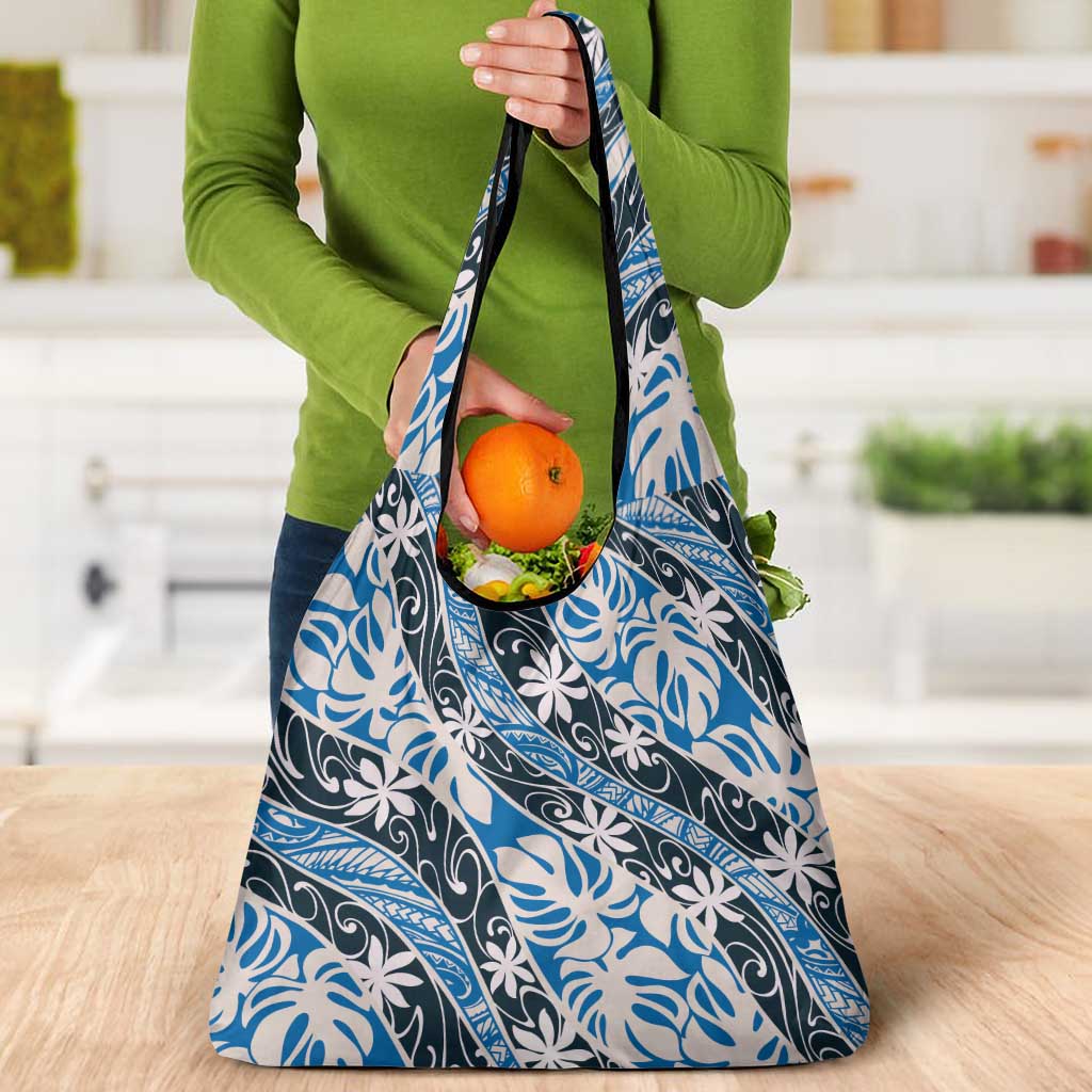 Ninamu Tahiti Tiare Monstera Grocery Bag Polynesian Pattern Curve Style - Polynesian Pride