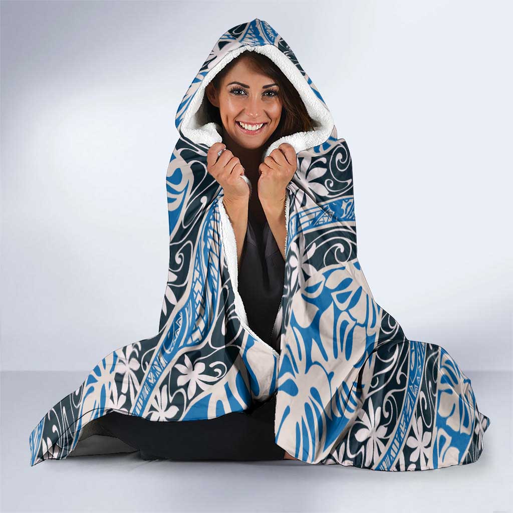 Ninamu Tahiti Tiare Monstera Hooded Blanket Polynesian Pattern Curve Style - Polynesian Pride
