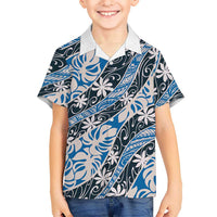 Ninamu Tahiti Tiare Monstera Kid Hawaiian Shirt Polynesian Pattern Curve Style - Polynesian Pride