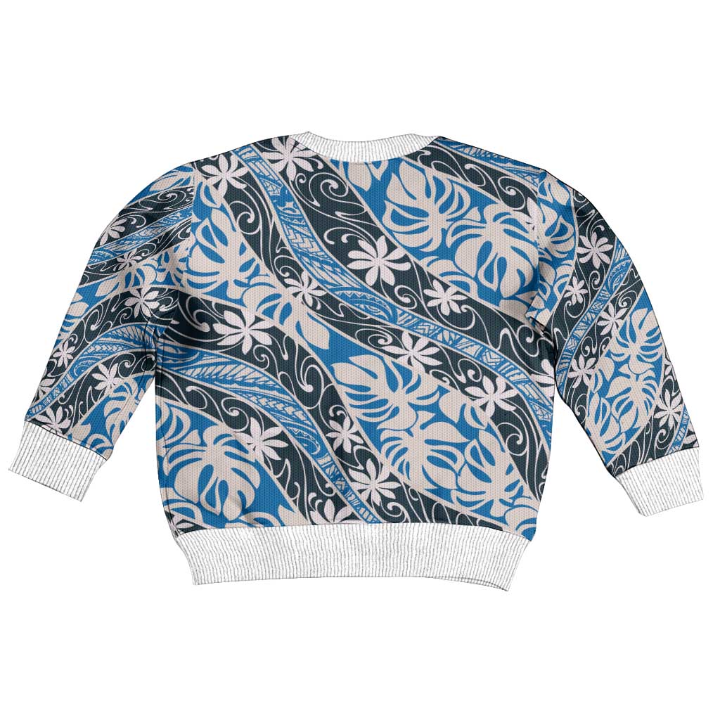 Ninamu Tahiti Tiare Monstera Kid Ugly Christmas Sweater Polynesian Pattern Curve Style - Polynesian Pride