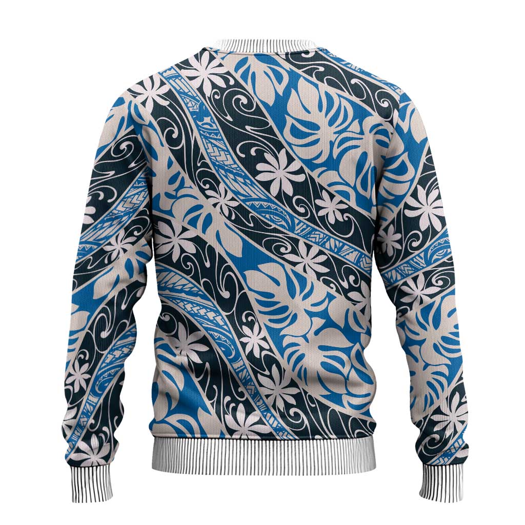 Ninamu Tahiti Tiare Monstera Ugly Christmas Sweater Polynesian Pattern Curve Style - Polynesian Pride