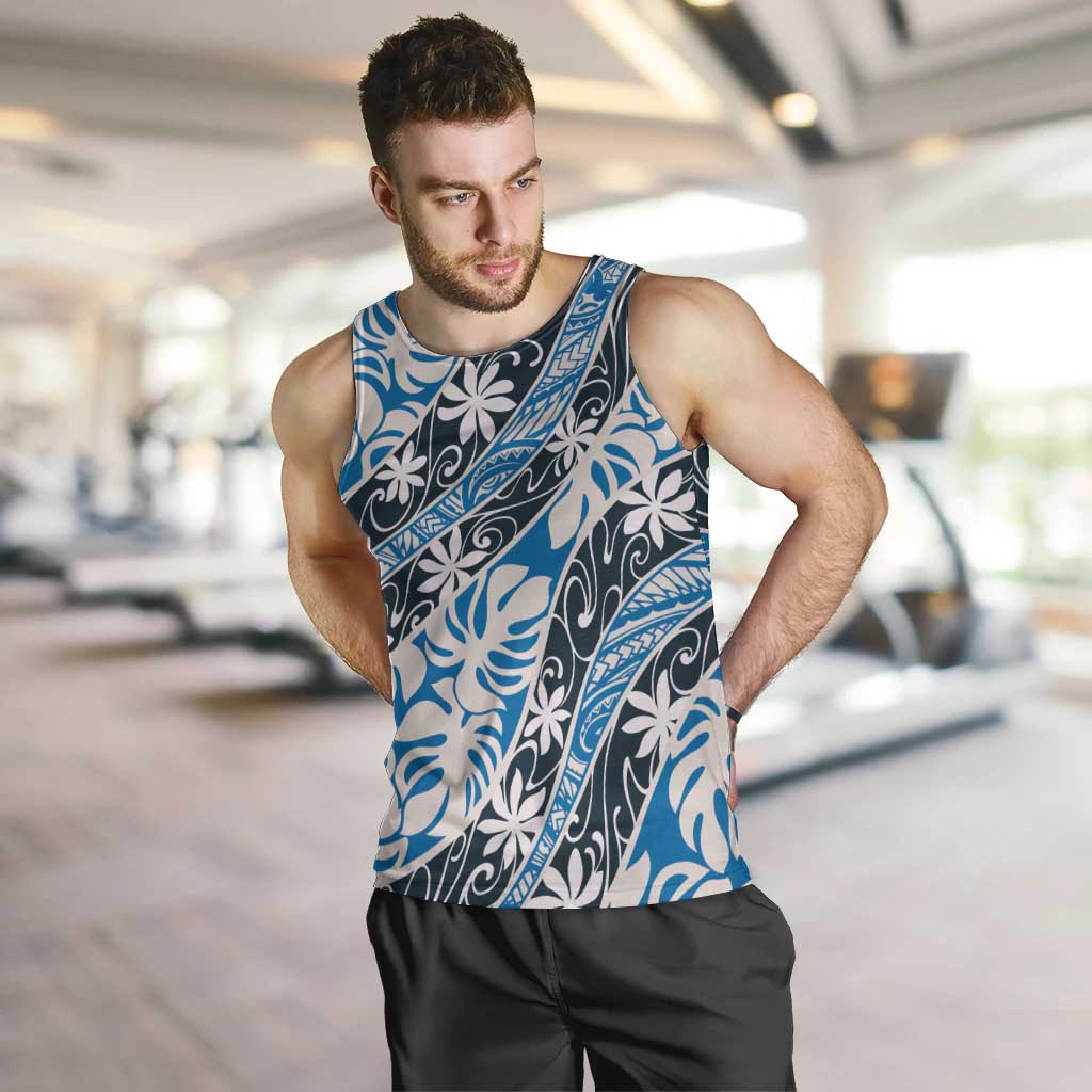 Ninamu Tahiti Tiare Monstera Men Tank Top Polynesian Pattern Curve Style - Polynesian Pride