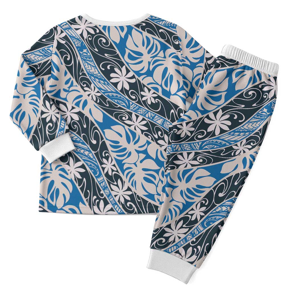 Ninamu Tahiti Tiare Monstera Christmas Pajama Set Polynesian Pattern Curve Style - Polynesian Pride