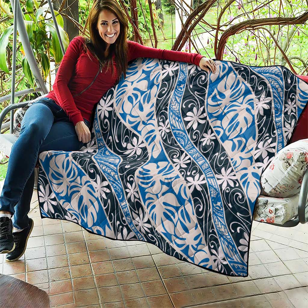 Ninamu Tahiti Tiare Monstera Quilt Polynesian Pattern Curve Style - Polynesian Pride