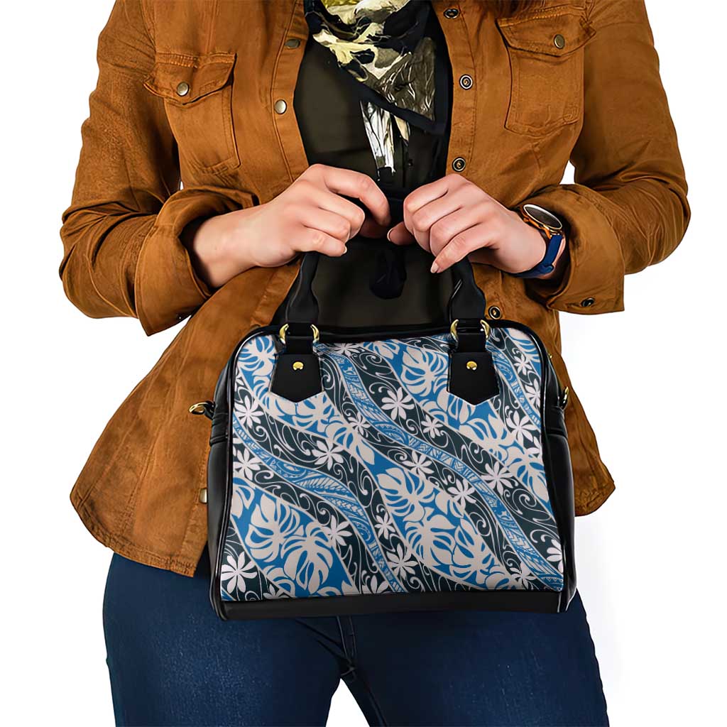 Ninamu Tahiti Tiare Monstera Shoulder Handbag Polynesian Pattern Curve Style - Polynesian Pride