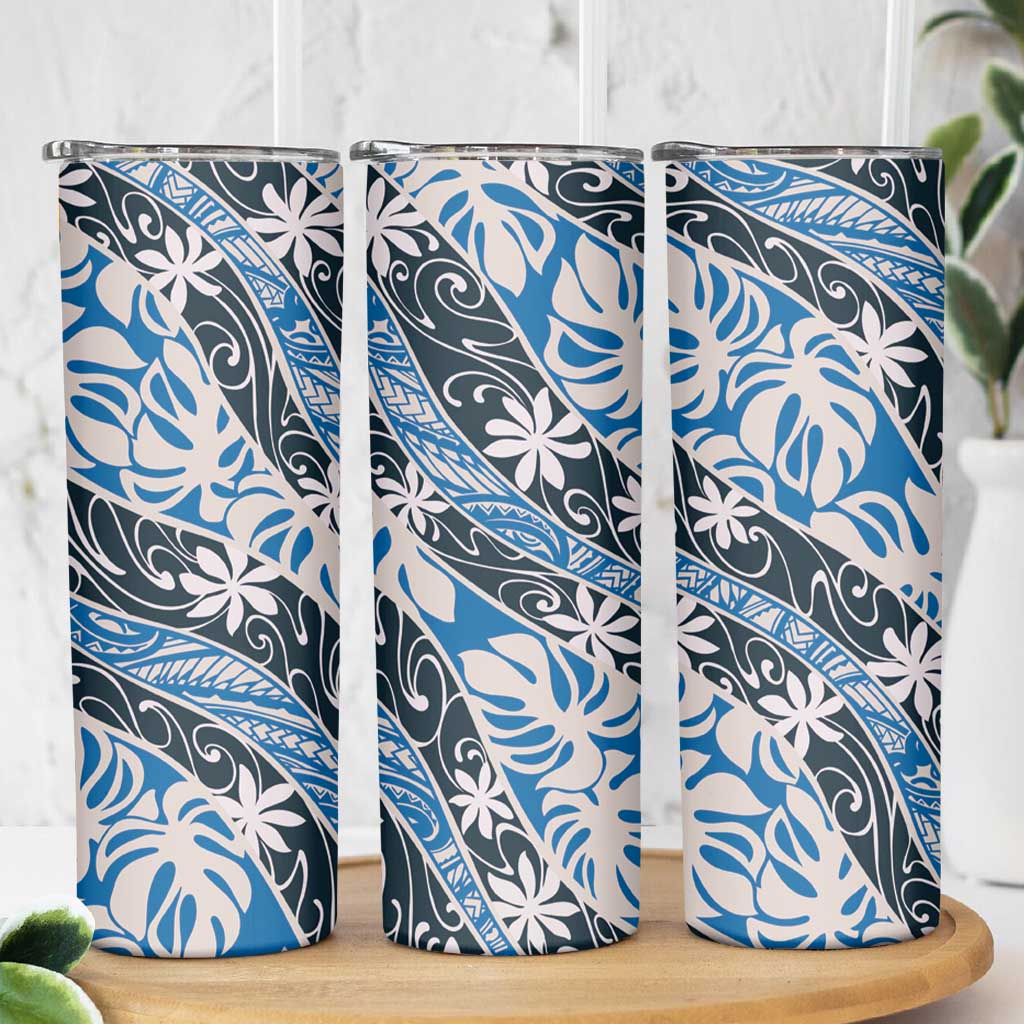 Ninamu Tahiti Tiare Monstera Skinny Tumbler Polynesian Pattern Curve Style - Polynesian Pride