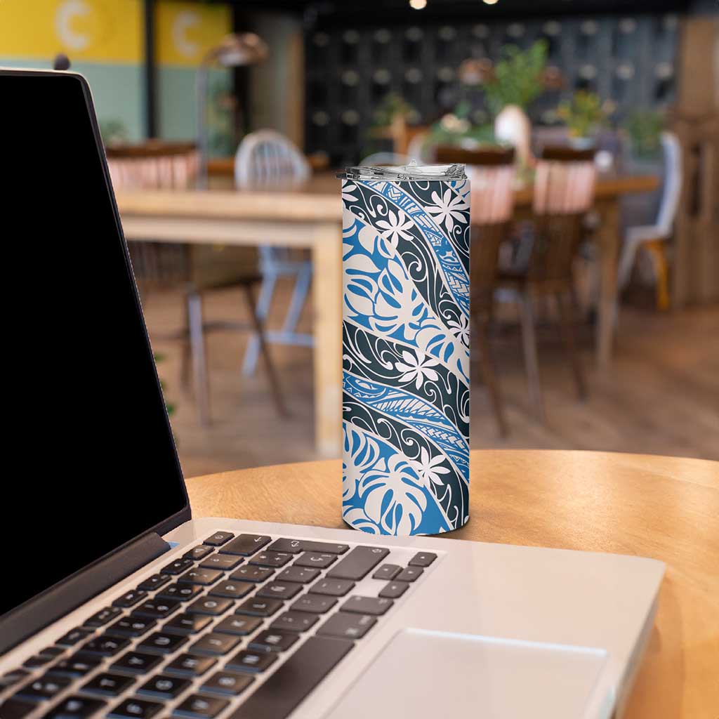 Ninamu Tahiti Tiare Monstera Skinny Tumbler Polynesian Pattern Curve Style - Polynesian Pride