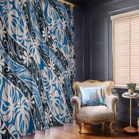 Ninamu Tahiti Tiare Monstera Window Curtain Polynesian Pattern Curve Style - Polynesian Pride