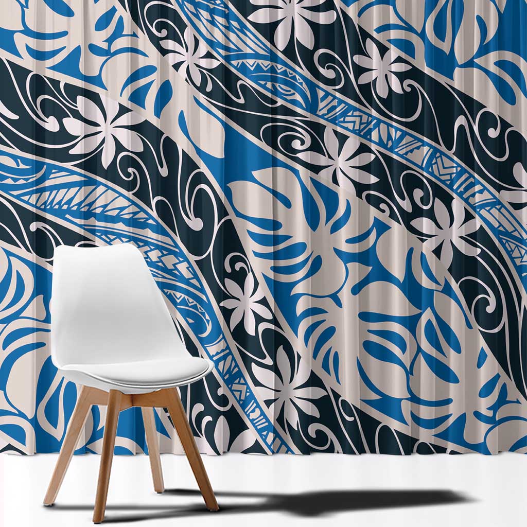 Ninamu Tahiti Tiare Monstera Window Curtain Polynesian Pattern Curve Style - Polynesian Pride