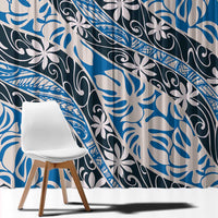 Ninamu Tahiti Tiare Monstera Window Curtain Polynesian Pattern Curve Style - Polynesian Pride