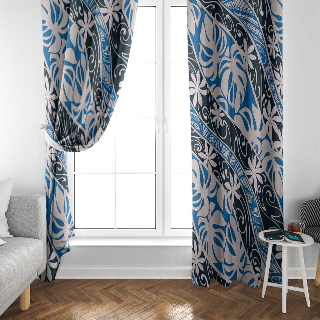 Ninamu Tahiti Tiare Monstera Window Curtain Polynesian Pattern Curve Style - Polynesian Pride