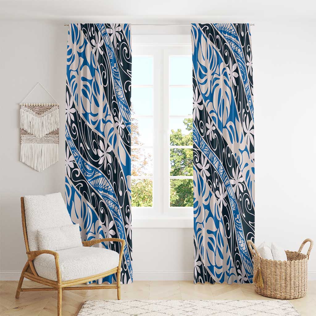 Ninamu Tahiti Tiare Monstera Window Curtain Polynesian Pattern Curve Style - Polynesian Pride
