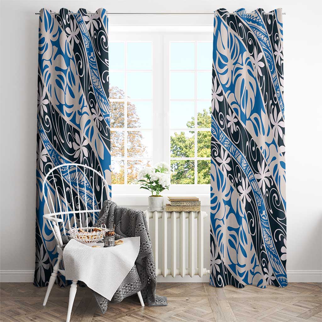 Ninamu Tahiti Tiare Monstera Window Curtain Polynesian Pattern Curve Style - Polynesian Pride