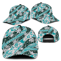 Cyan Tahiti Tiare Monstera Classic Cap Polynesian Pattern Curve Style - Polynesian Pride