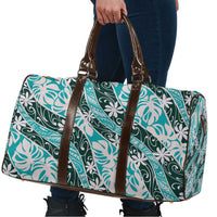 Cyan Tahiti Tiare Monstera Travel Bag Polynesian Pattern Curve Style - Polynesian Pride