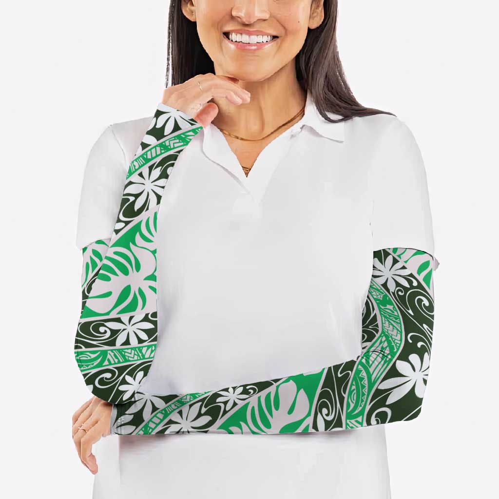 Matie Tahiti Tiare Monstera Arm Sleeves Polynesian Pattern Curve Style - Polynesian Pride