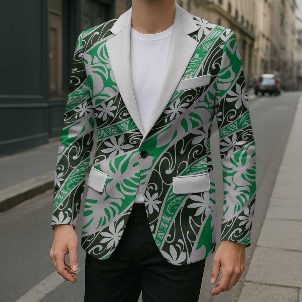Matie Tahiti Tiare Monstera Blazer Polynesian Pattern Curve Style LT01 - Polynesian Pride
