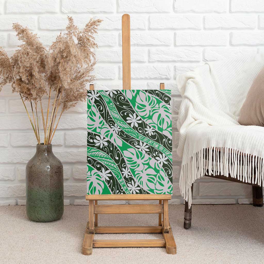 Matie Tahiti Tiare Monstera Canvas Wall Art Polynesian Pattern Curve Style - Polynesian Pride
