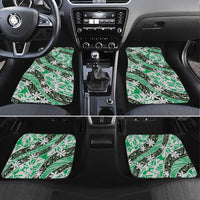 Matie Tahiti Tiare Monstera Car Mats Polynesian Pattern Curve Style LT01 Set 4pcs Green - Polynesian Pride