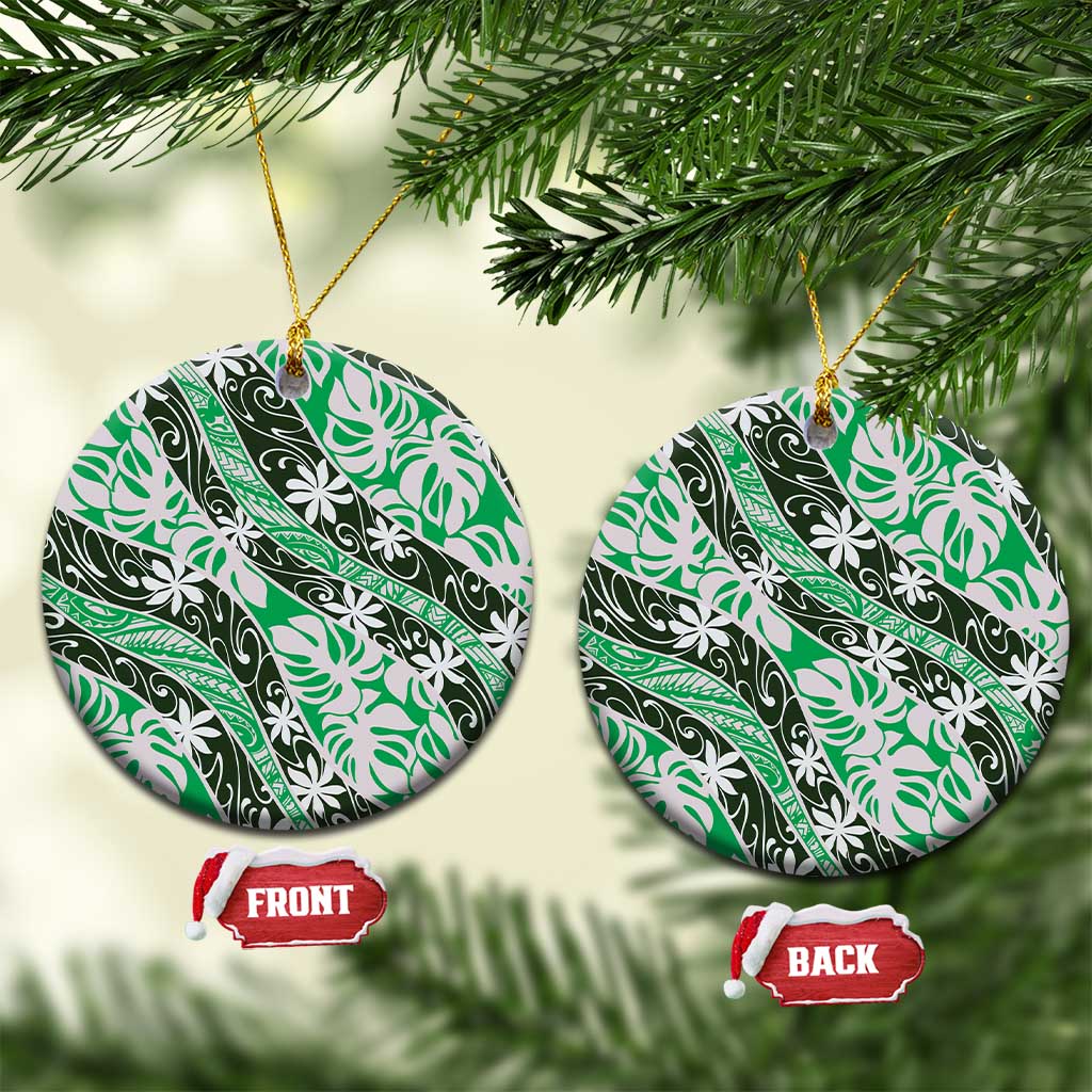 Matie Tahiti Tiare Monstera Ceramic Ornament Polynesian Pattern Curve Style - Polynesian Pride