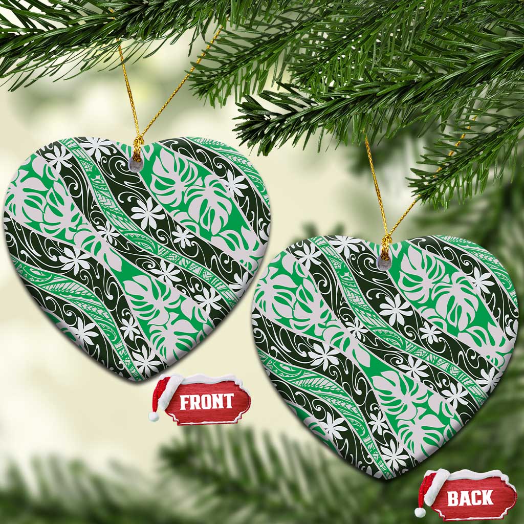 Matie Tahiti Tiare Monstera Ceramic Ornament Polynesian Pattern Curve Style - Polynesian Pride